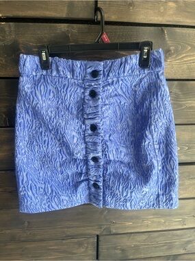 Ganni Lavender Textured Button-Front Mini Skirt